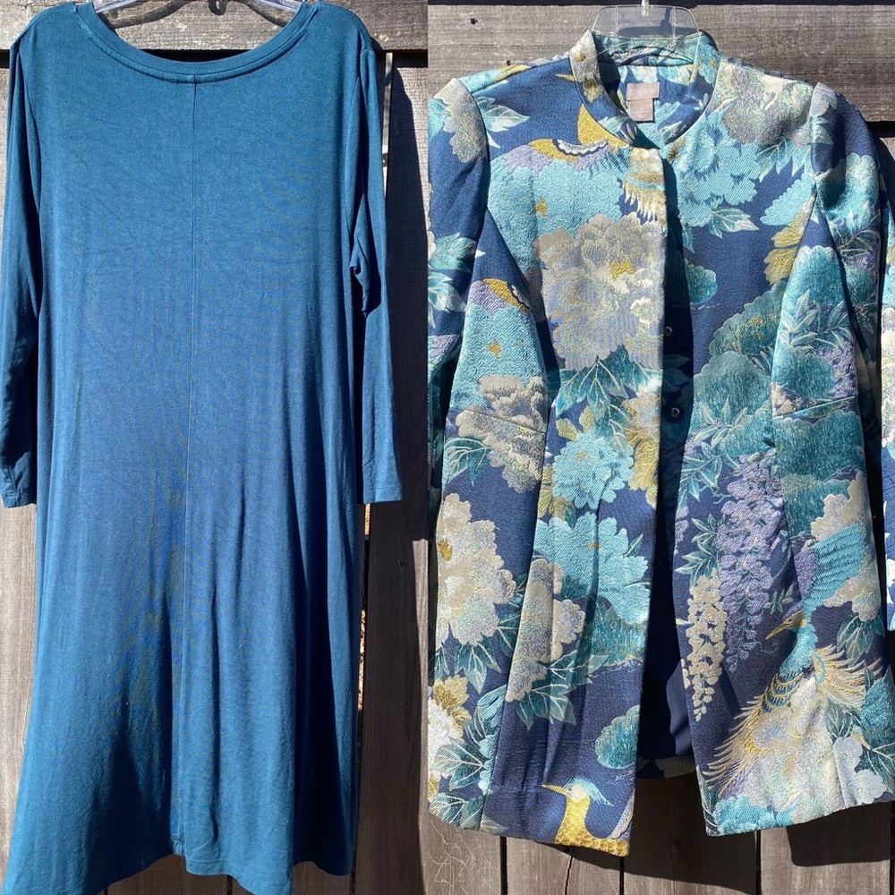 Chico's Green and Blue Floral Blazer - Picture 9 of 10